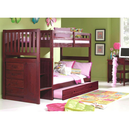 Mission Staircase Twin over Twin Bunk Bed with Four Drawer Chest | Stylish and Functional Furniture for Kids' Bedrooms