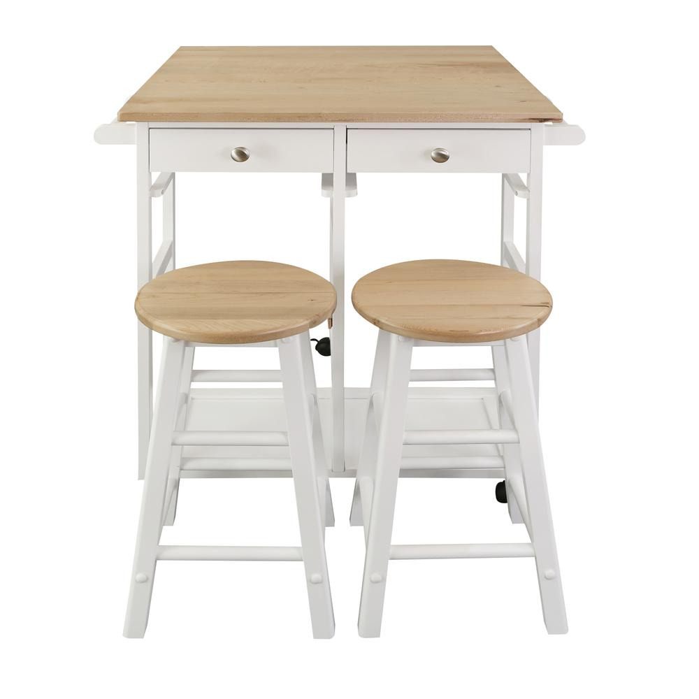 Stylish Breakfast Cart with Drop-Leaf Table, American Maple Top, White - Buy Now!