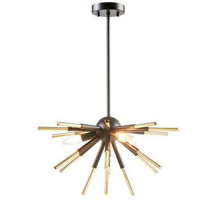 Chandelier Matte Black / Gold 18x18x53" Modern Geometric Design