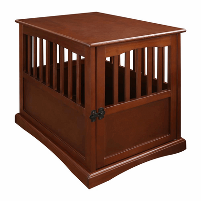 Sturdy & Chic Quality Solid Wood Walnut Pet Crate End Table Furniture