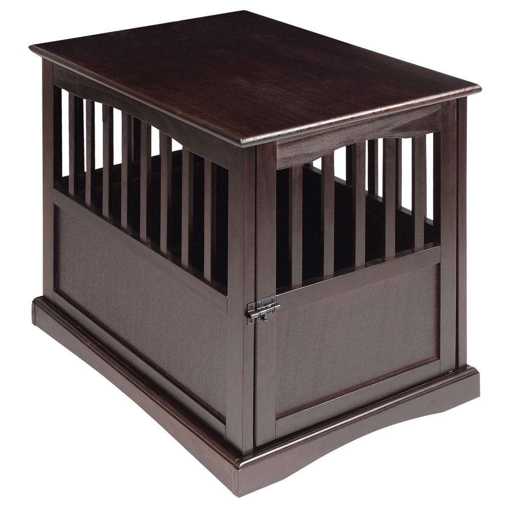 Elegant Espresso Pet Crate End Table with meticulously crafted wood