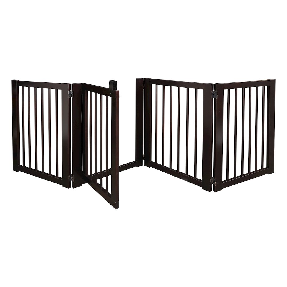 American Trails Free Standing Pet Gate with Door - Espresso | Keep Your Pets Safe and Sound