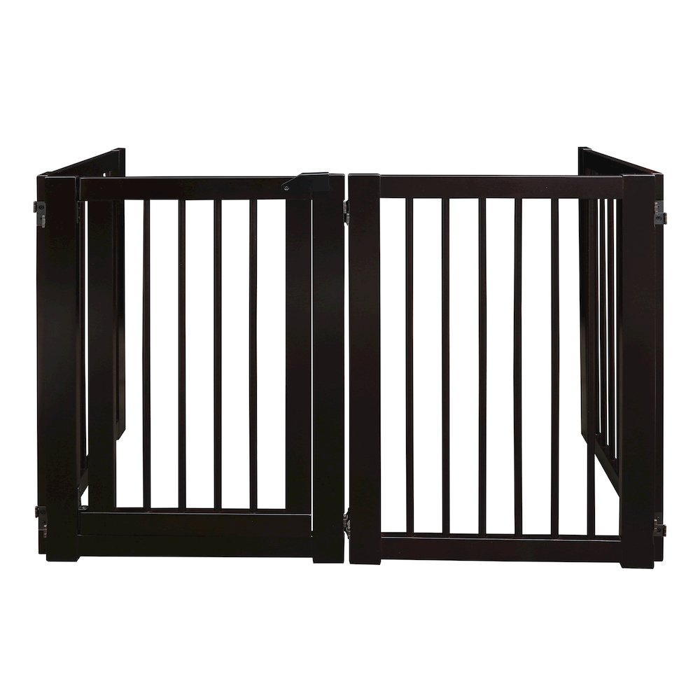 American Trails Free Standing Pet Gate with Door - Espresso | Keep Your Pets Safe and Sound