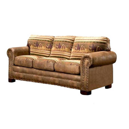 Wild Horses Sofa - Rustic Lodge Look, High-Density Foam Cushions