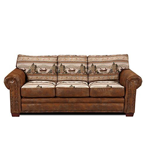 Alpine Lodge Sleeper Sofa - Beautiful Tapestry with Rustic Accents