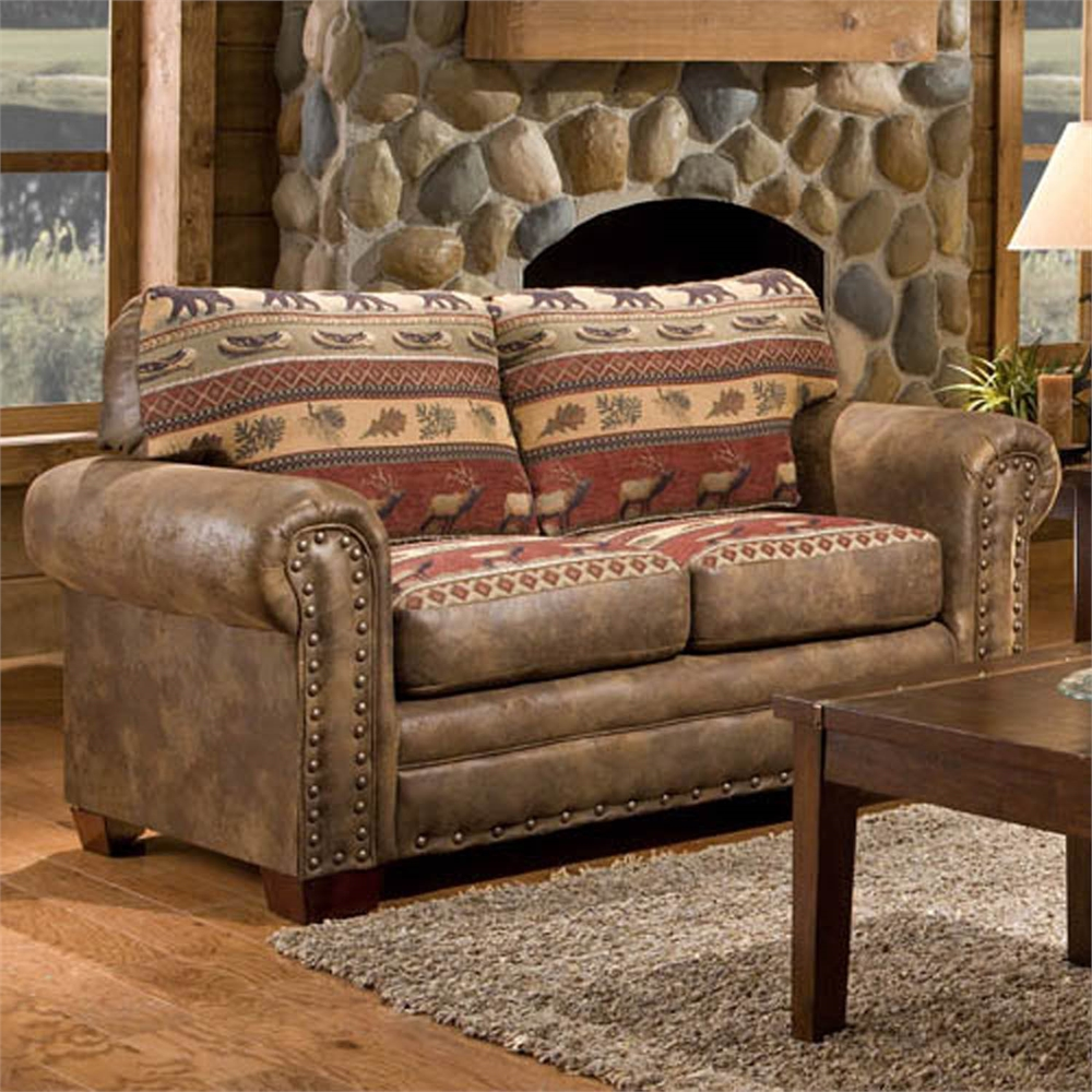 Sierra Lodge - Loveseat | Rustic Style, Solid Wood Frame, Nail Head Accents