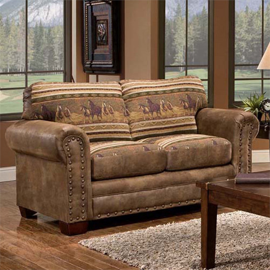 Wild Horses Loveseat - Rustic Lodge Look with Comfortable Cushions