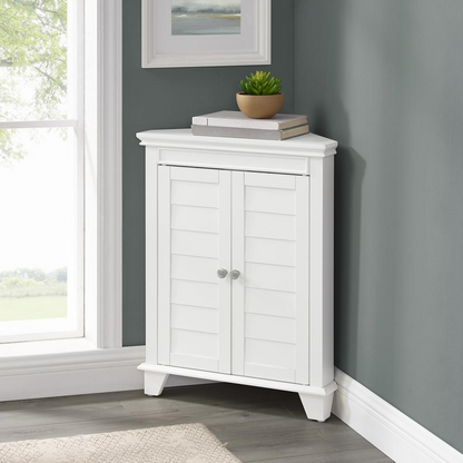 Lydia Corner Cabinet White - Space-Saving Design | Adjustable Shelves | Coastal Charm