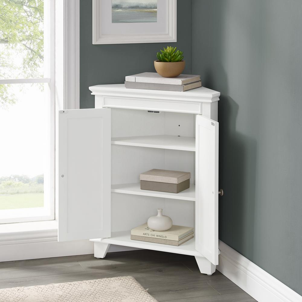 Lydia Corner Cabinet White - Space-Saving Design | Adjustable Shelves | Coastal Charm