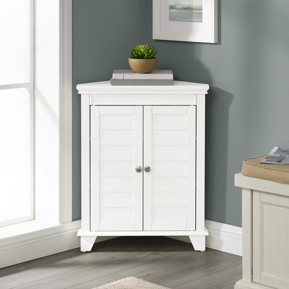 Lydia Corner Cabinet White - Space-Saving Design | Adjustable Shelves | Coastal Charm