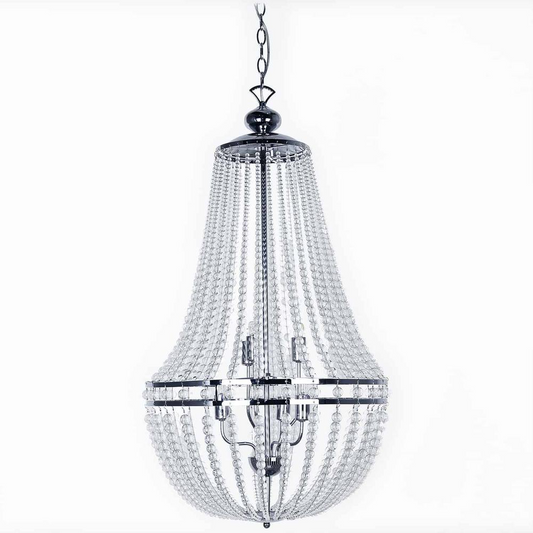 Transitional Dawson Chandelier | 6LT Incandescent Chandelier PC, Clr Glass Beads