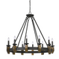 60W X 12 Cruz Metal/Wood Chandelier - Warm Bronze Finish