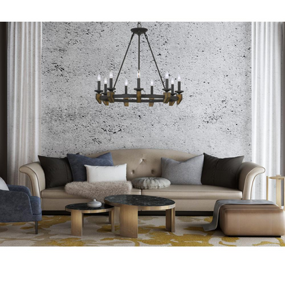 60W X 9 Cruz Metal/Wood Chandelier | Elegant Lighting Fixture