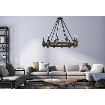 60W X 9 Cruz Metal/Wood Chandelier | Elegant Lighting Fixture