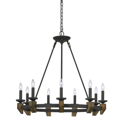 60W X 9 Cruz Metal/Wood Chandelier | Elegant Lighting Fixture