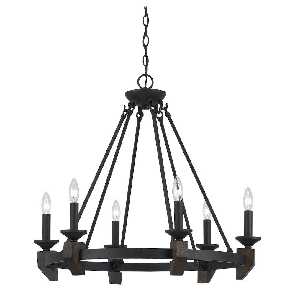 60W X 12 Cruz Metal/Wood Chandelier - Warm Bronze Finish - Rustic Elegance for Your Space