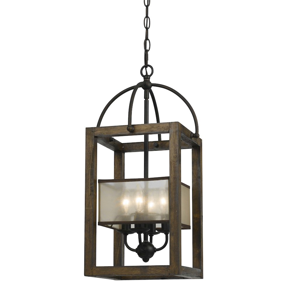 4 Lg Mission Wood/Metal Chandelier - Rustic Lighting Fixture | Enhance Your Space with Rustic Charm