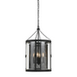 28.5 Inch Glass and Steel Chandelier in Black Smith Finish - Elegant Lighting for Your Space