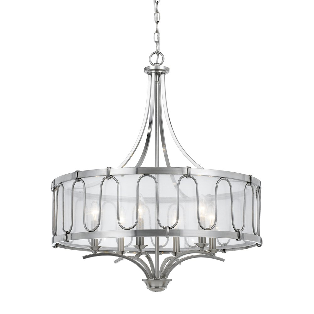 60W x 6 Vincenzametal Chandelier with Transparent Fabric Shade - Elegant Lighting Fixture