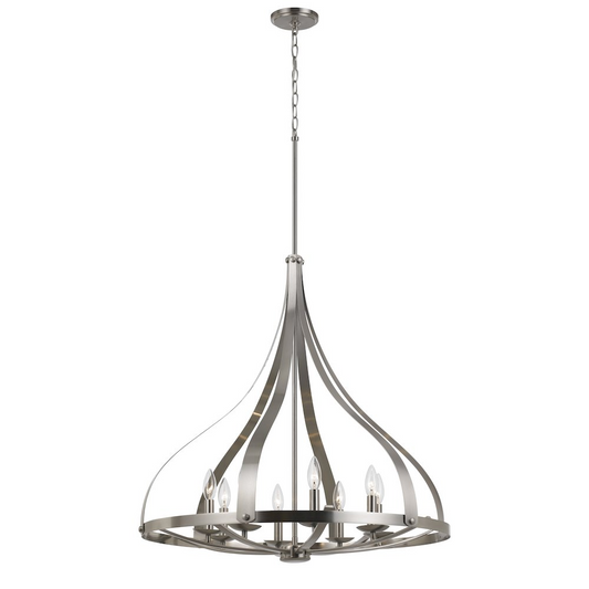 73 Inch Metal Chandelier in Brushed Steel Finish