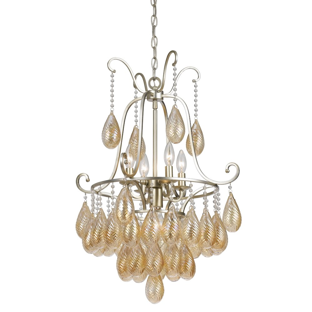 34.5 Inch Glass Chandelier in Warm Silver Finish - Add Elegance and Sophistication to Your Space