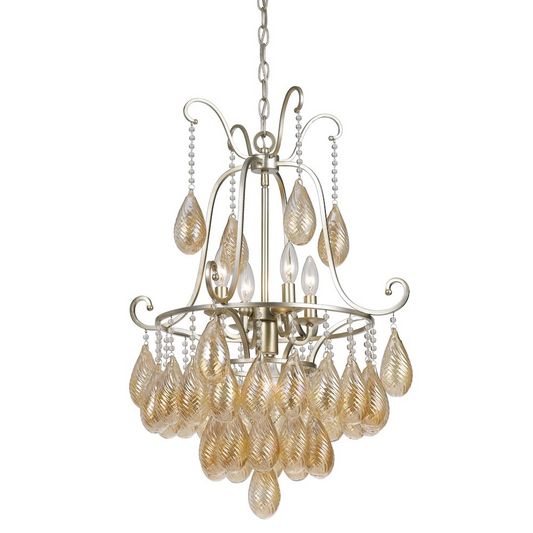 34.5 Inch Glass Chandelier in Warm Silver Finish - Add Elegance and Sophistication to Your Space