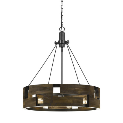 60W X 6 Bradford Metal And Wood Chandelier (Edison Bulbs Not Included)