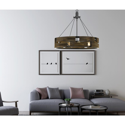 60W X 9 Bradford Metal And Wood Chandelier - Illuminate Your Space with Style