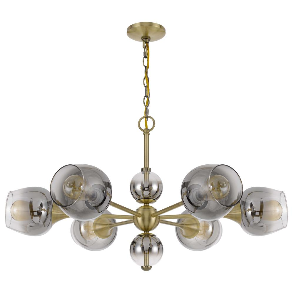 60W x 6 Pendleton Metal Chandelier with Electoral Plated Smoked Glass Shades - Elegant Lighting Fixture