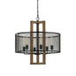 60W X 6 Monza Wood Chandelier With Mesh Shade