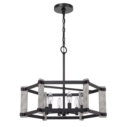 60W x 6 Rutland Hammered Metal Chandelier - Industrial Rustic Style