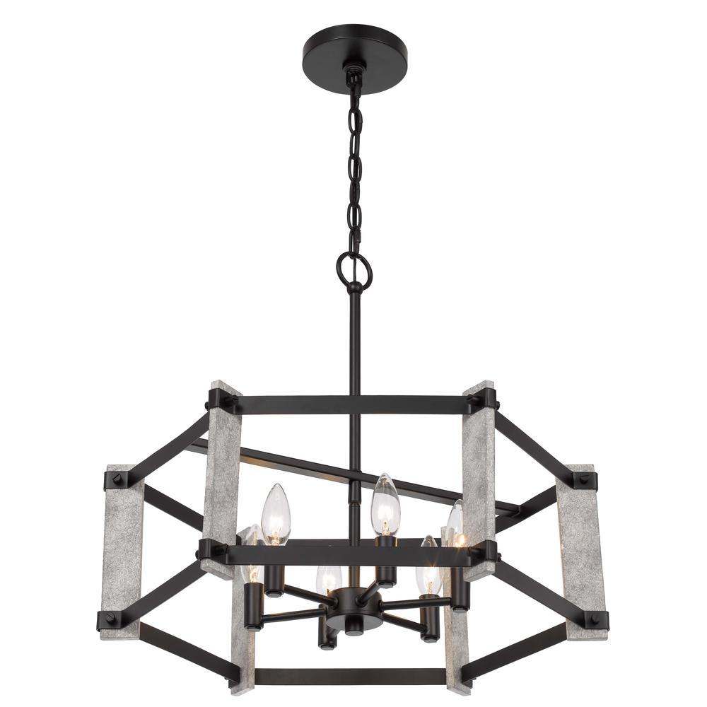 60W x 6 Rutland Hammered Metal Chandelier - Industrial Rustic Style