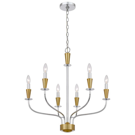 60W x 6 Weston Metal Chandelier - Elegant Candelabra Style Fixture