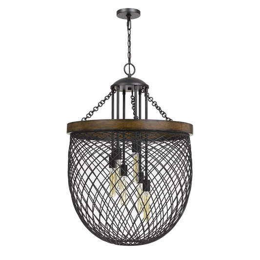 Marion Metal/Wood Mesh Shade Chandelier - Durable Construction, Industrial Design