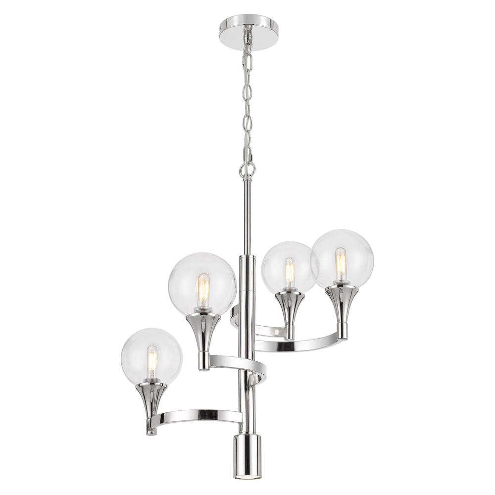 15W x 4 Milbank Metal Chandelier with Clear Round Glass Shades - Modern Design