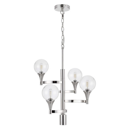 15W x 4 Milbank Metal Chandelier with Clear Round Glass Shades - Modern Design