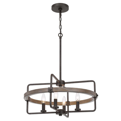 60W x 4 Rawlins Metal Chandelier - Industrial Rustic Style Lighting