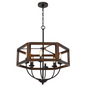 Renton Hexagon Rubber Wood/Metal Chandelier - Industrial and Modern Style