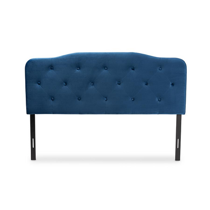 Elevate Your Bedroom with the Navy Blue Velvet Fabric Upholstered King Size Headboard