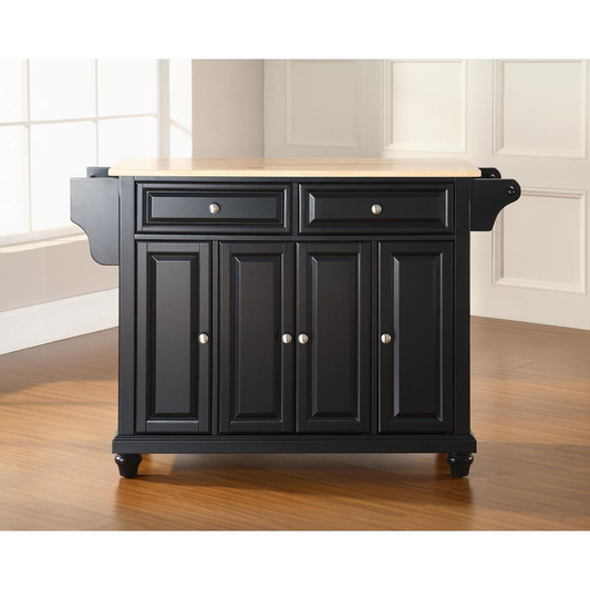 Cambridge Wood Top Full Size Kitchen Island/Cart Black/Natural - Stylish Storage and Organization for Your Kitchen