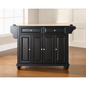 Cambridge Wood Top Full Size Kitchen Island/Cart Black/Natural - Stylish Storage and Organization for Your Kitchen