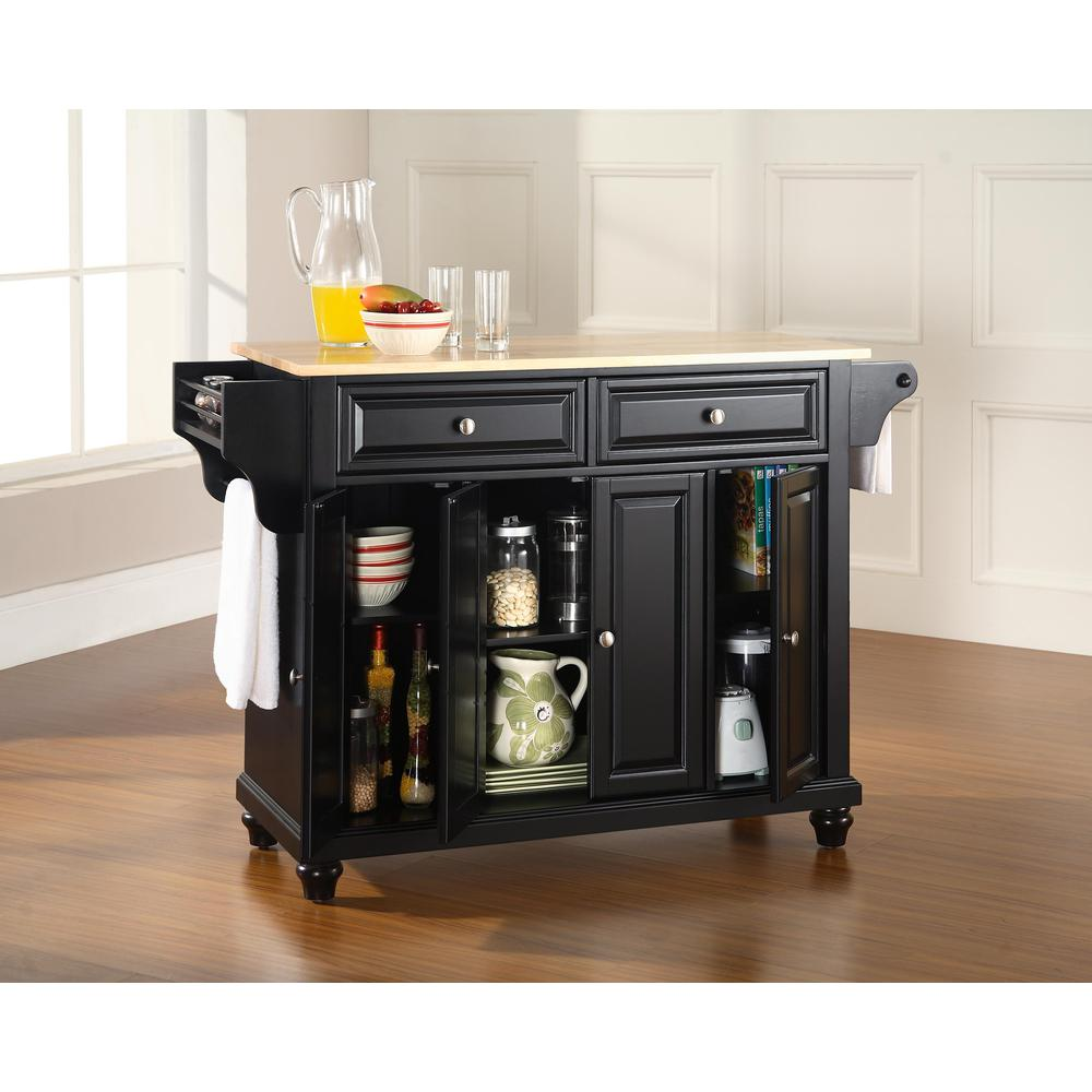 Cambridge Wood Top Full Size Kitchen Island/Cart Black/Natural - Stylish Storage and Organization for Your Kitchen