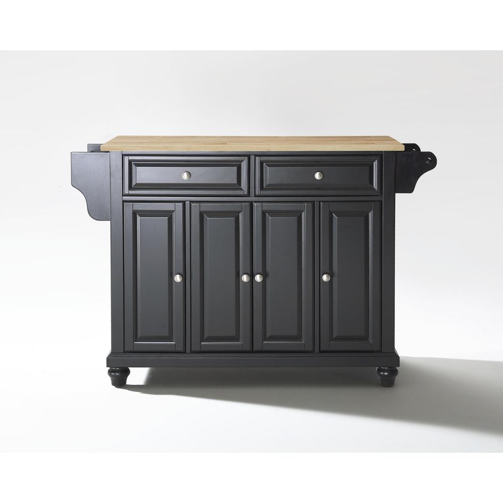 Cambridge Wood Top Full Size Kitchen Island/Cart Black/Natural - Stylish Storage and Organization for Your Kitchen