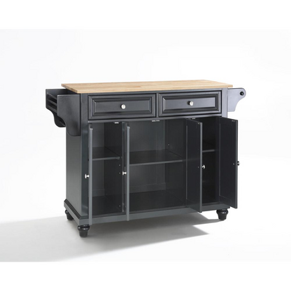 Cambridge Wood Top Full Size Kitchen Island/Cart Black/Natural - Stylish Storage and Organization for Your Kitchen