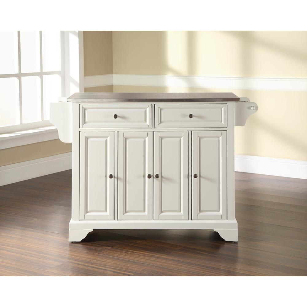 Lafayette Stainless Steel Top Full Size Kitchen Island/Cart White/Stainless Steel - Enduring Style and Storage for Your Kitchen