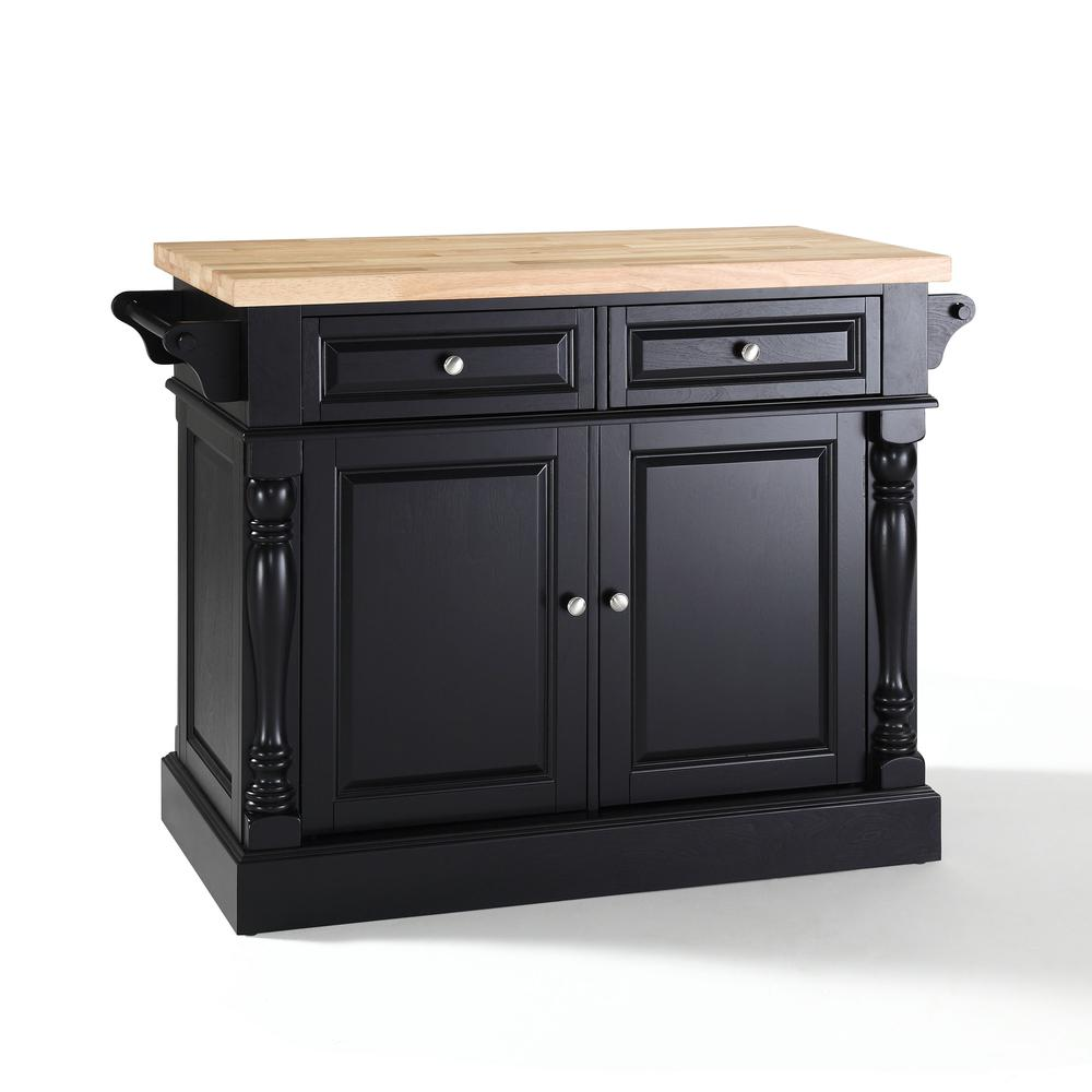 Oxford Butcher Block Kitchen Island Black - Traditional Design with Convenient Storage and Workspace