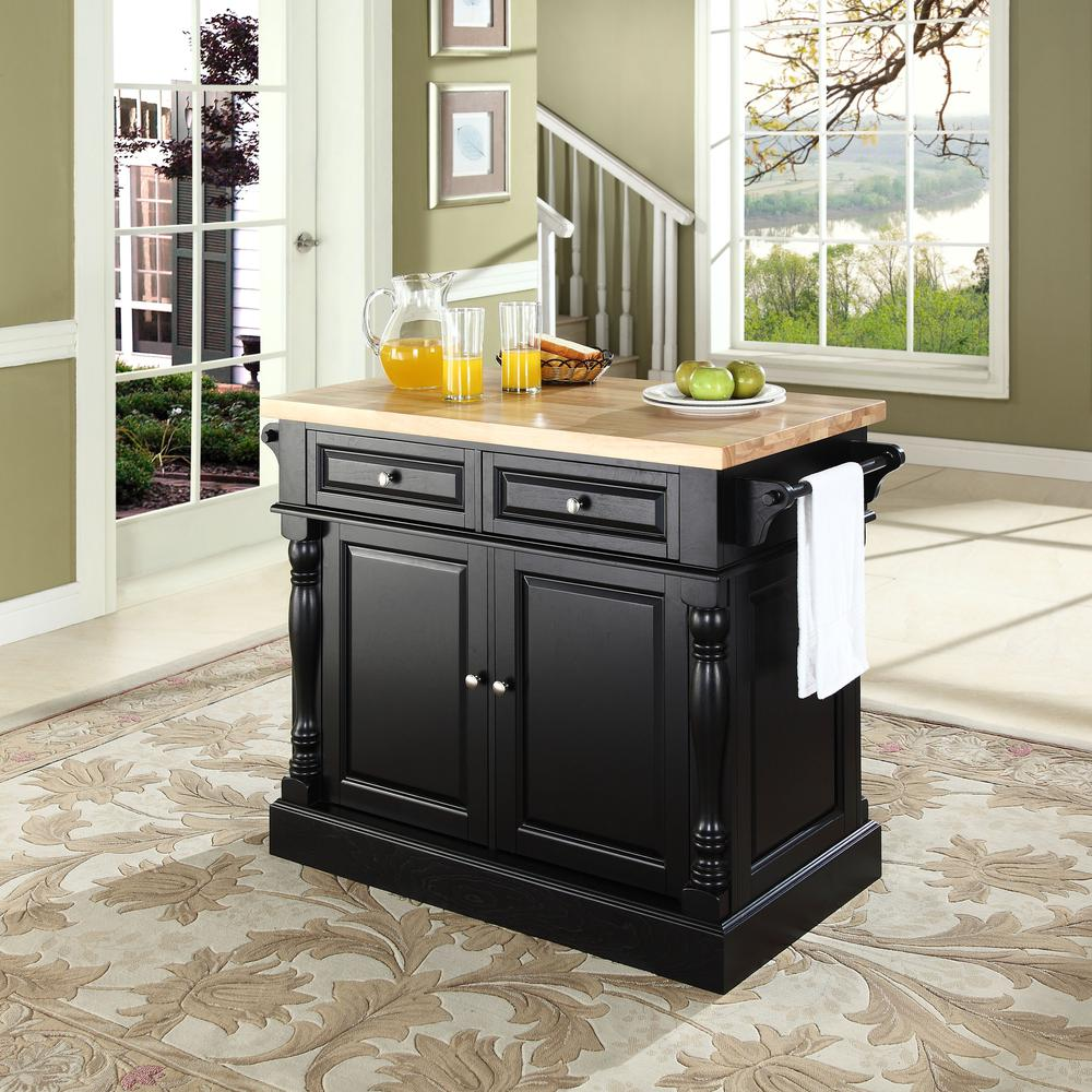 Oxford Butcher Block Kitchen Island Black - Traditional Design with Convenient Storage and Workspace