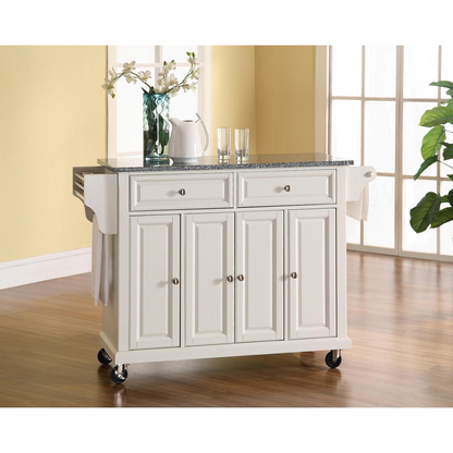 Full Size Granite Top Kitchen Cart - White/Gray | Stylish and Functional Kitchen Storage