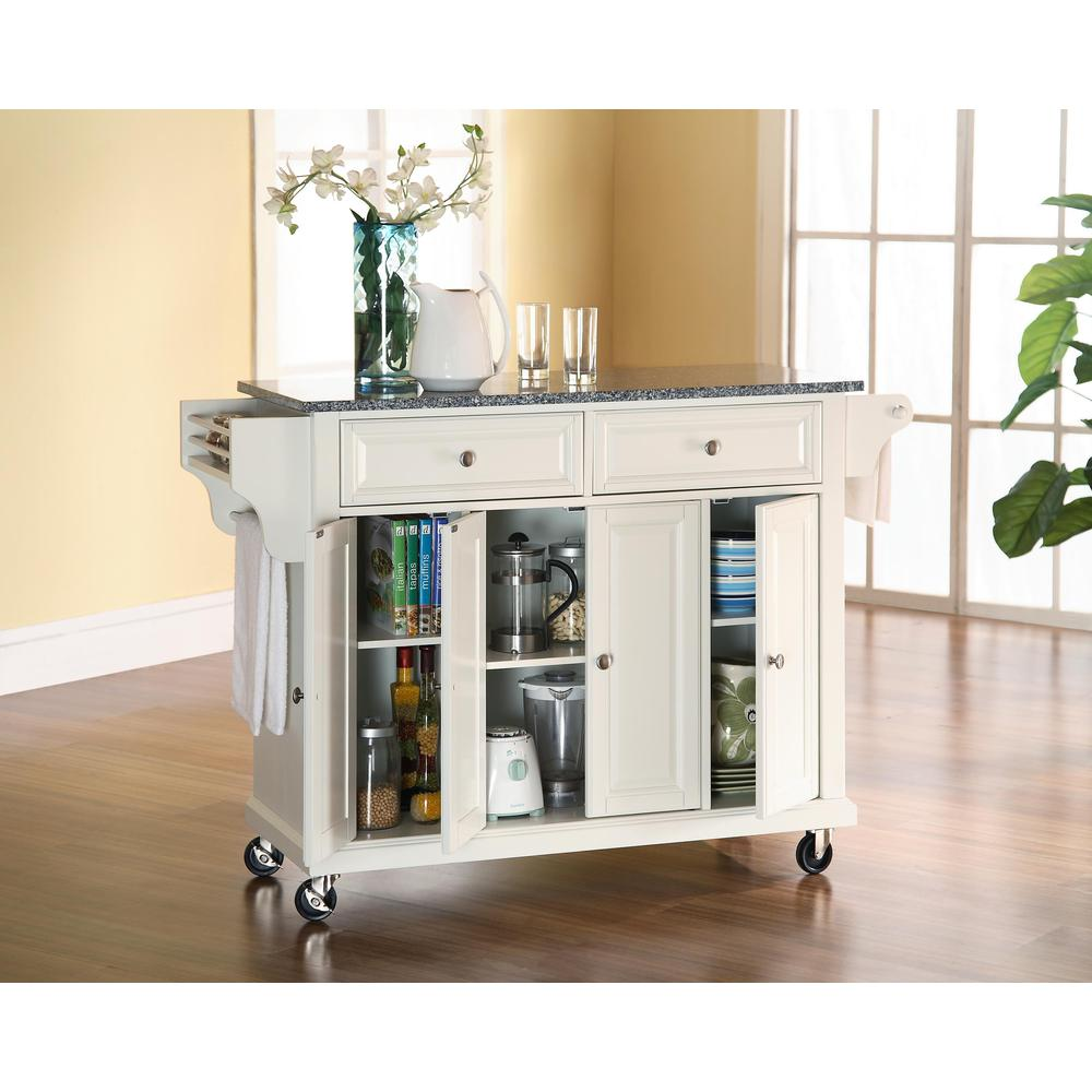 Full Size Granite Top Kitchen Cart - White/Gray | Stylish and Functional Kitchen Storage