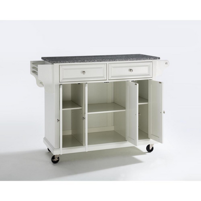 Full Size Granite Top Kitchen Cart - White/Gray | Stylish and Functional Kitchen Storage